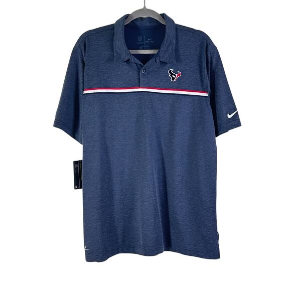 Houston Texans Nike Dri-Fit Polo Shirt in Blue Stripe NFL - Picture 3 of 10